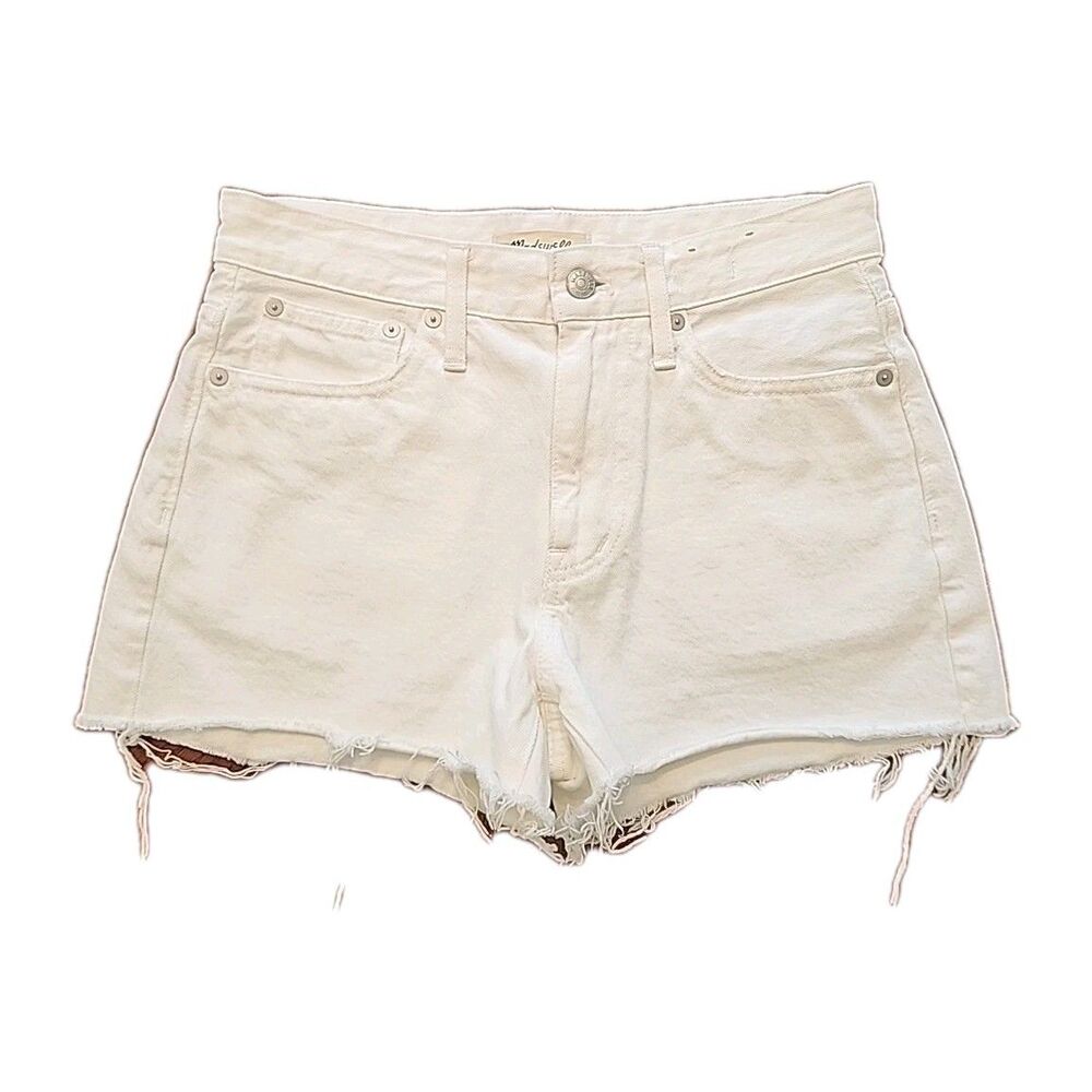 Madewell Shorts White Relaxed Denim Women Size 25 Cut off Fringe Cotton Boho